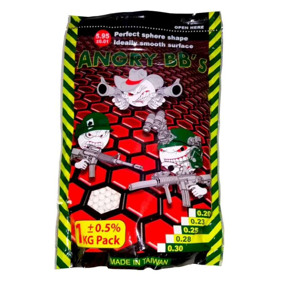 Шары ANGRY BBs® 0,25 (белые, 1кг. пакет) AG-025