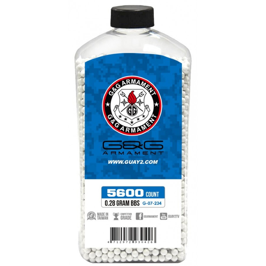 Шарики G&G 0,28 (5600 шт.,белые, бутылка) (групповая тара 12 бутылок) - G-07-234