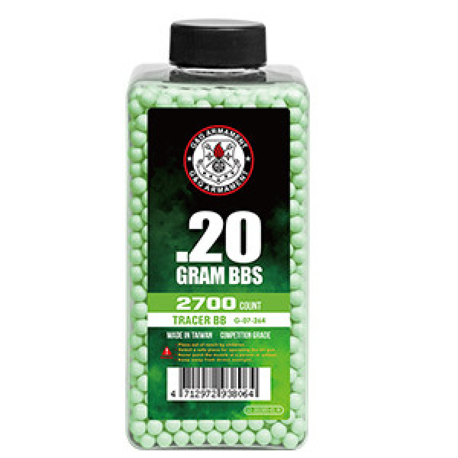 Шарики G&G 0,20 трассер зеленый ( 2700 шт., бутылка ) (групповая тара 24 бутылки) - G-07-264